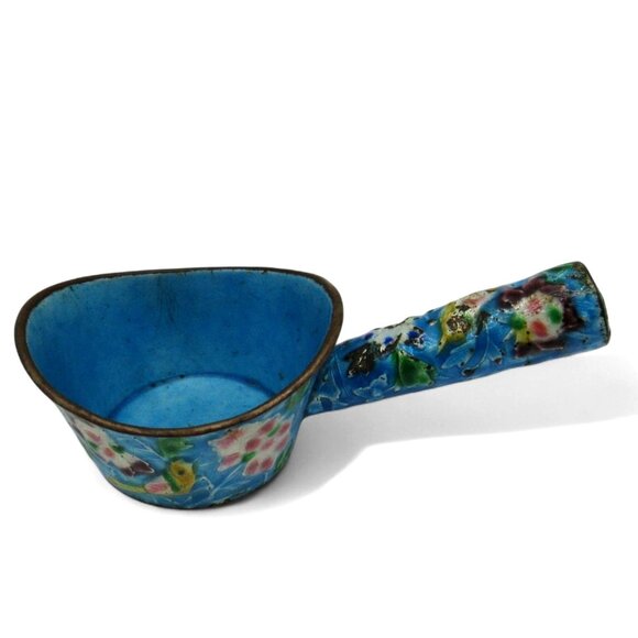 Cloisonne Silk Iron Scoop Floral And Bird Motif Chinese Vintage - Picture 2 of 11